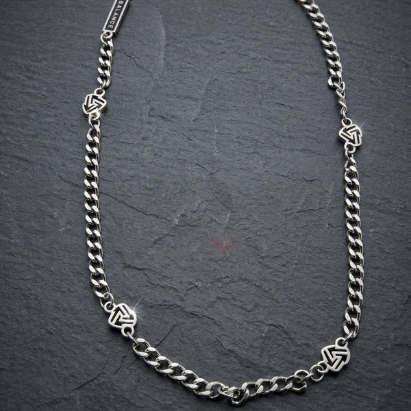 SYMBOL LINK - 7mm Pure Stainless Steel 20 to 22inch Adjustable Cube  Chain for Men & Boys