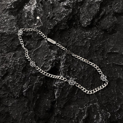 THE MEN THING SS Pendant/ Necklace SYMBOL LINK - 7mm Pure Stainless Steel 20 to 22inch Adjustable Cube  Chain for Men & Boys