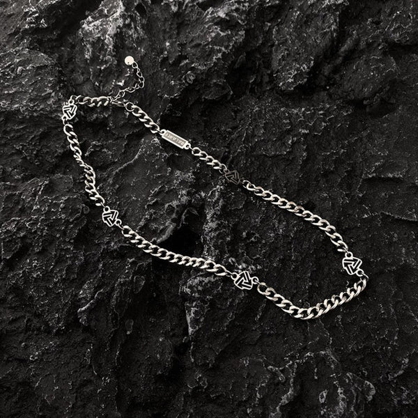 SYMBOL LINK - 7mm Pure Stainless Steel 20 to 22inch Adjustable Cube  Chain for Men & Boys