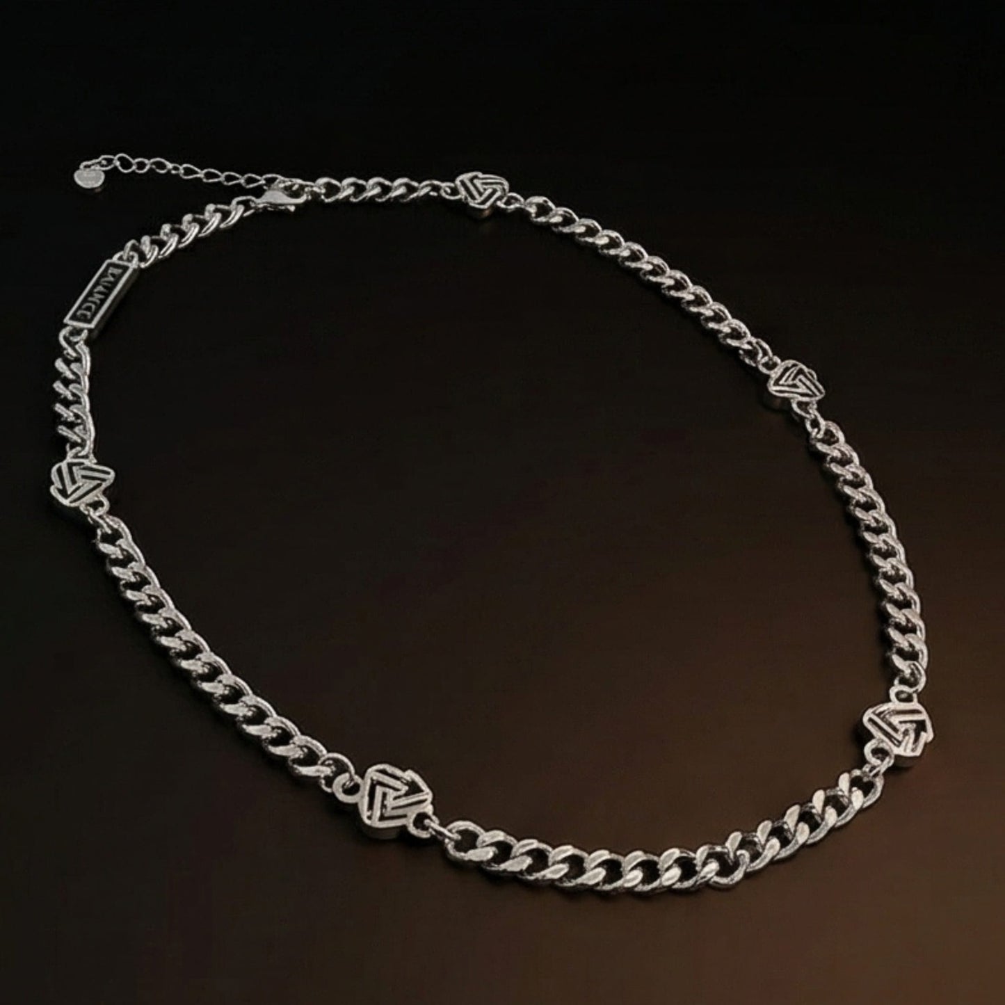 THE MEN THING SS Pendant/ Necklace SYMBOL LINK - 7mm Pure Stainless Steel 20 to 22inch Adjustable Cube  Chain for Men & Boys