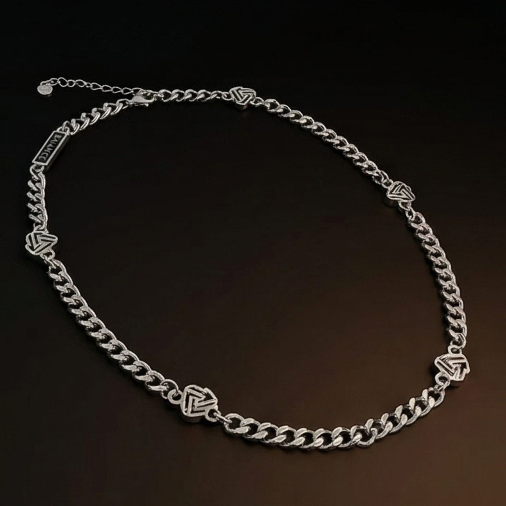 THE MEN THING SS Pendant/ Necklace SYMBOL LINK - 7mm Pure Stainless Steel 20 to 22inch Adjustable Cube  Chain for Men & Boys
