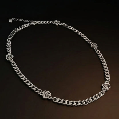 THE MEN THING SS Pendant/ Necklace SYMBOL LINK - 7mm Pure Stainless Steel 20 to 22inch Adjustable Cube  Chain for Men & Boys