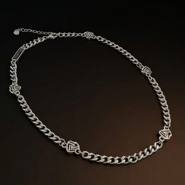 SYMBOL LINK - 7mm Pure Stainless Steel 20 to 22inch Adjustable Cube  Chain for Men & Boys