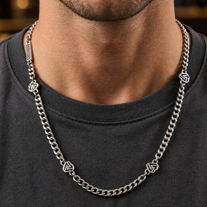 THE MEN THING SS Pendant/ Necklace SYMBOL LINK - 7mm Pure Stainless Steel 20 to 22inch Adjustable Cube  Chain for Men & Boys