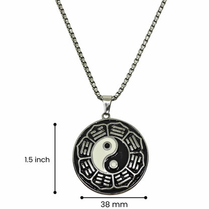 THE MEN THING SS Pendant/ Necklace TAOSPIRIT - 38mm Titanium Steel Pendant with 24inch Round Box 5mm Chain for Men & Boys