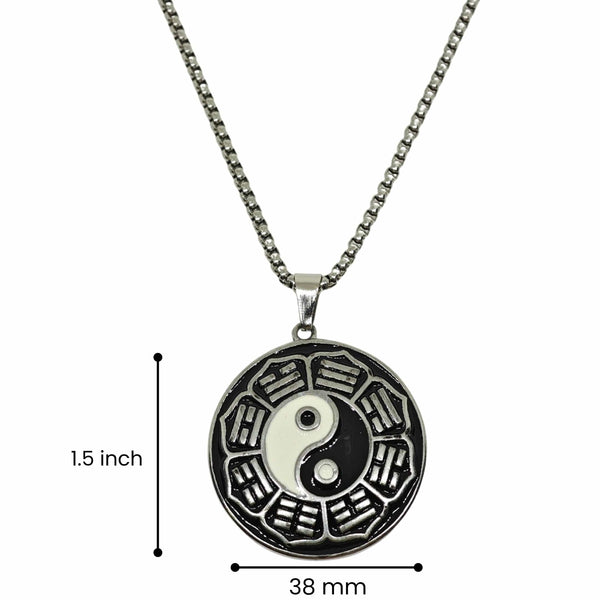 TAOSPIRIT - 38mm Titanium Steel Pendant with 24inch Round Box 5mm Chain for Men & Boys