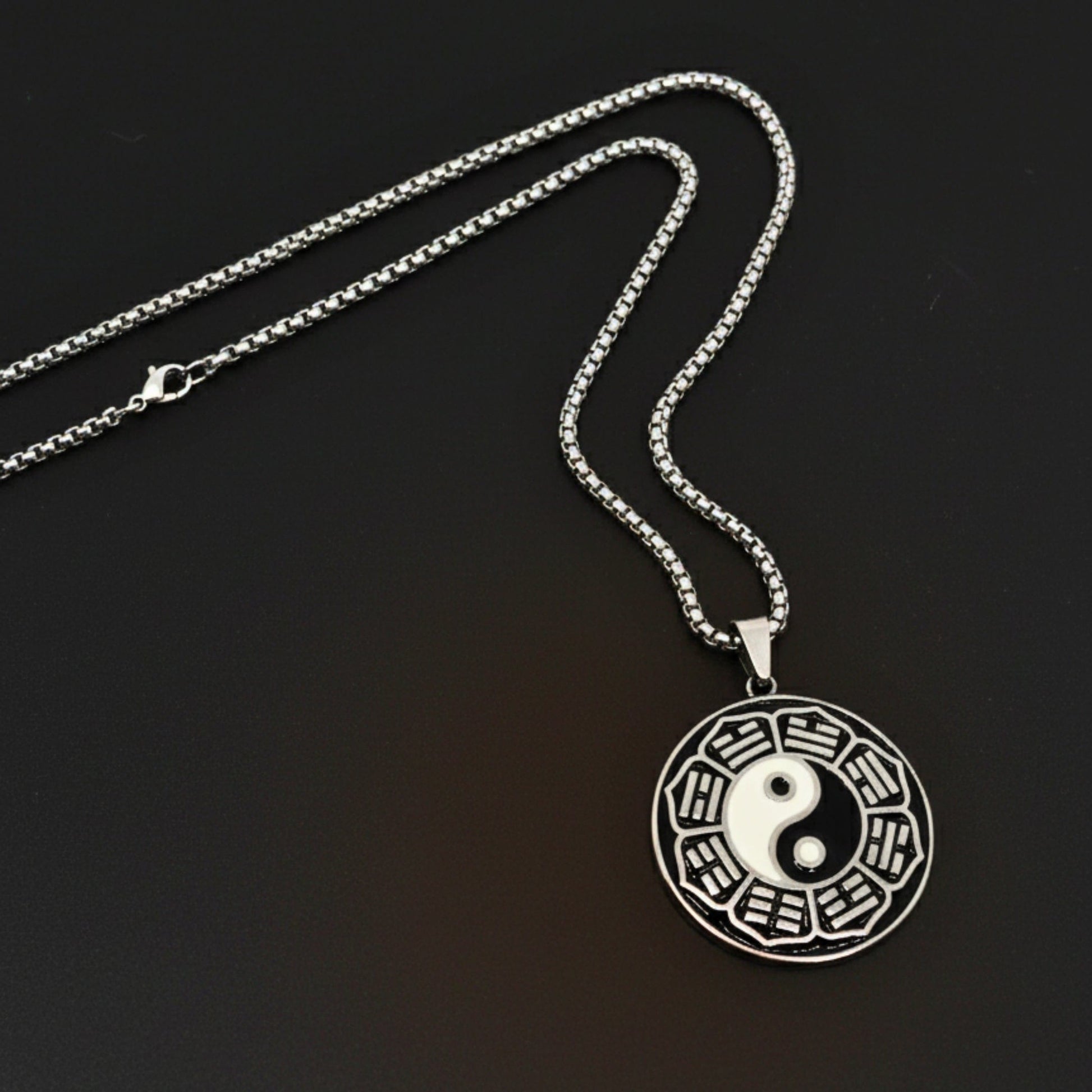 THE MEN THING SS Pendant/ Necklace TAOSPIRIT - 38mm Titanium Steel Pendant with 24inch Round Box 5mm Chain for Men & Boys