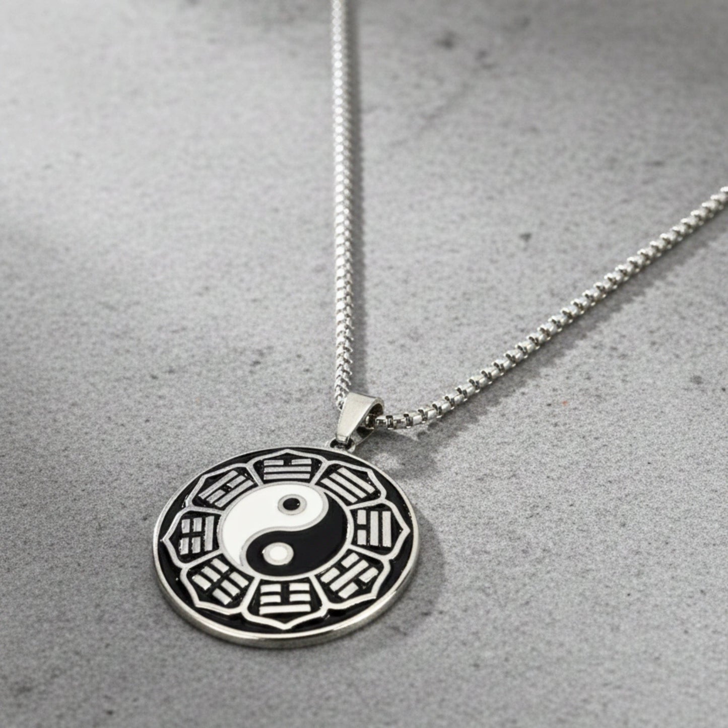 THE MEN THING SS Pendant/ Necklace TAOSPIRIT - 38mm Titanium Steel Pendant with 24inch Round Box 5mm Chain for Men & Boys