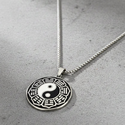THE MEN THING SS Pendant/ Necklace TAOSPIRIT - 38mm Titanium Steel Pendant with 24inch Round Box 5mm Chain for Men & Boys