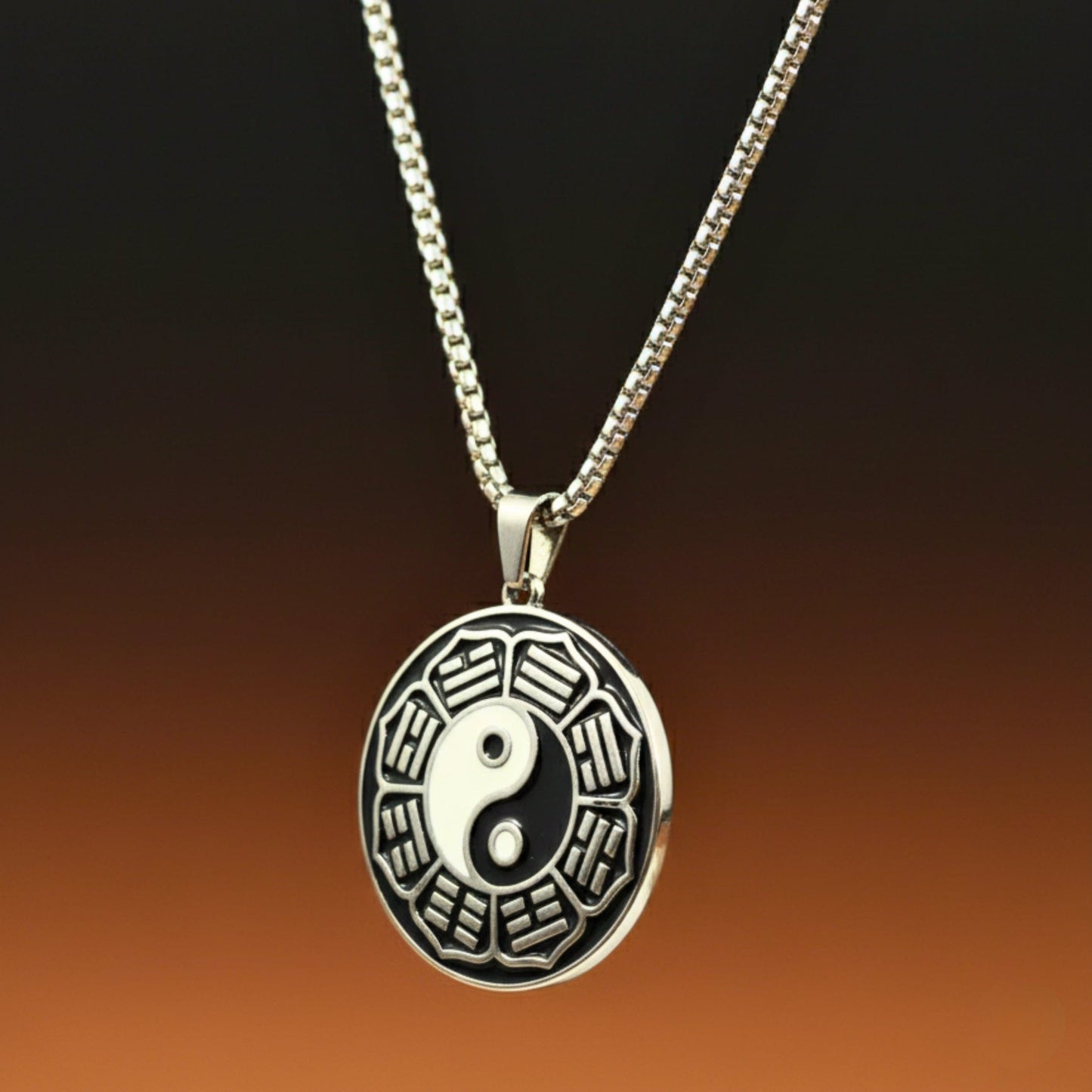 THE MEN THING SS Pendant/ Necklace TAOSPIRIT - 38mm Titanium Steel Pendant with 24inch Round Box 5mm Chain for Men & Boys