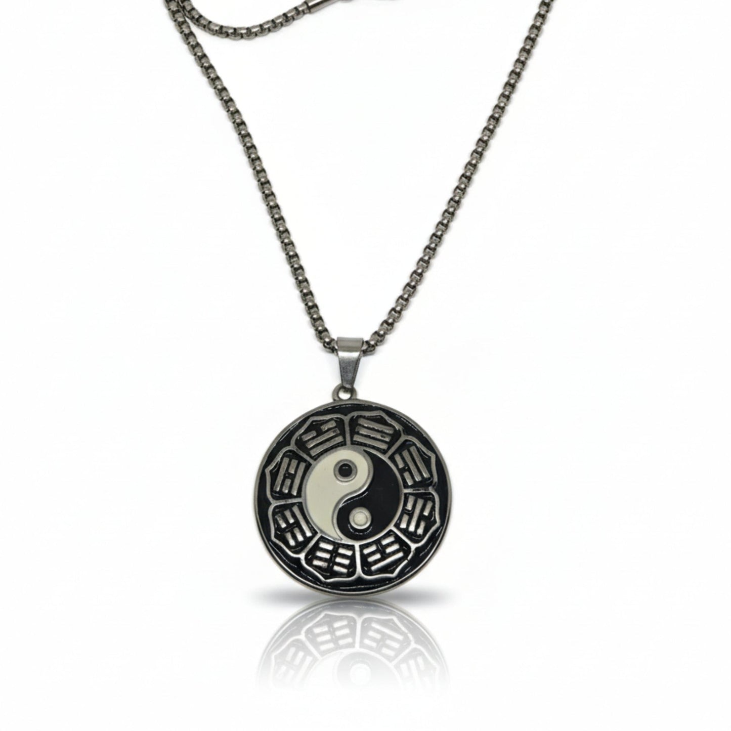 THE MEN THING SS Pendant/ Necklace TAOSPIRIT - 38mm Titanium Steel Pendant with 24inch Round Box 5mm Chain for Men & Boys