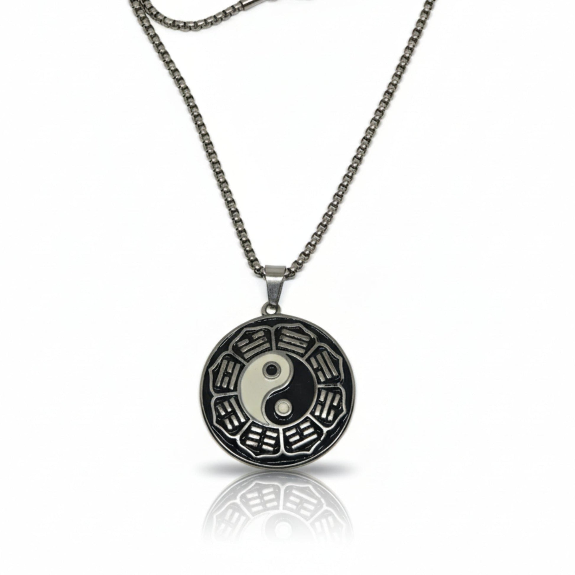 THE MEN THING SS Pendant/ Necklace TAOSPIRIT - 38mm Titanium Steel Pendant with 24inch Round Box 5mm Chain for Men & Boys