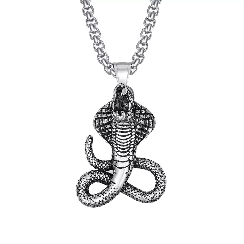 THE MEN THING SS Pendant/ Necklace THE KING, THE COBRA - Alloy Snake Pendant with Pure Stainless Steel  24inch Round Box Chain, European trending Style  for Men & Boy