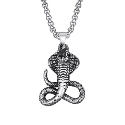 THE MEN THING SS Pendant/ Necklace THE KING, THE COBRA - Alloy Snake Pendant with Pure Stainless Steel  24inch Round Box Chain, European trending Style  for Men & Boy