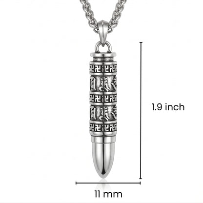 THE MEN THING SS Pendant/ Necklace THE SECRET BOX BULLET - 11mm Pure Titanium Steel Pendant with 23inch Twisted 4mm Chain for Men & Boys