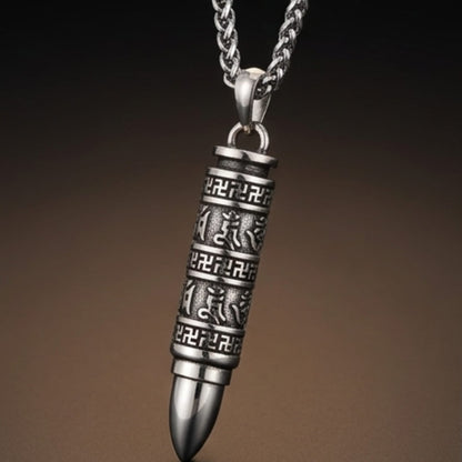 THE MEN THING SS Pendant/ Necklace THE SECRET BOX BULLET - 11mm Pure Titanium Steel Pendant with 23inch Twisted 4mm Chain for Men & Boys