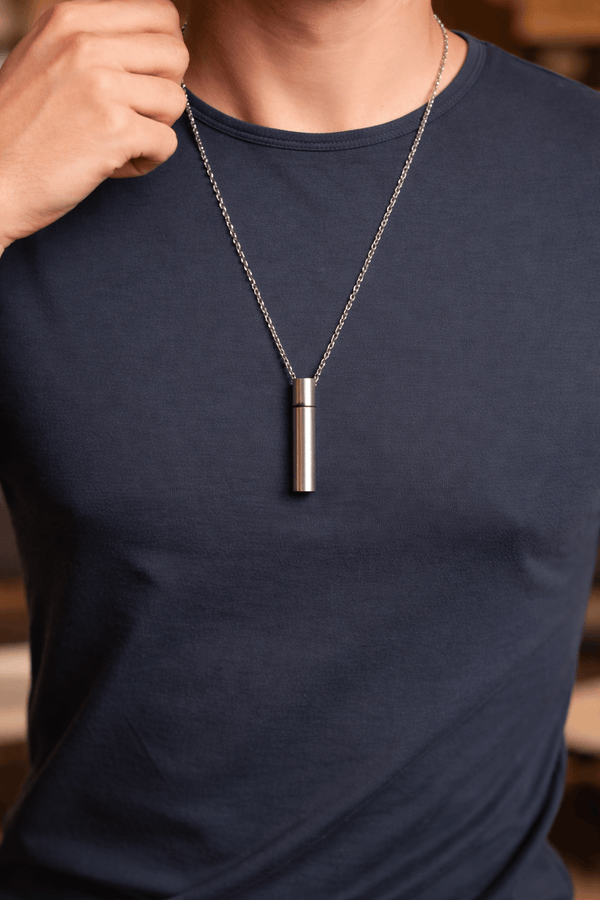 THE SECRET BOX - SILVER - 10mm Titanium Steel Pendant with 24inch Adjustable 4 mm Cable Chain for Men & Boys
