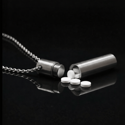 THE MEN THING SS Pendant/ Necklace THE SECRET BOX - SILVER - 10mm Titanium Steel Pendant with 24inch Adjustable 4 mm Cable Chain for Men & Boys