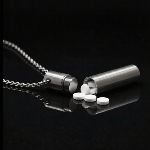 THE SECRET BOX - SILVER - 10mm Titanium Steel Pendant with 24inch Adjustable 4 mm Cable Chain for Men & Boys