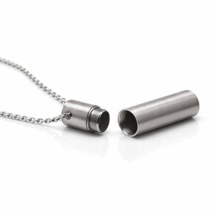 THE MEN THING SS Pendant/ Necklace THE SECRET BOX - SILVER - 10mm Titanium Steel Pendant with 24inch Adjustable 4 mm Cable Chain for Men & Boys