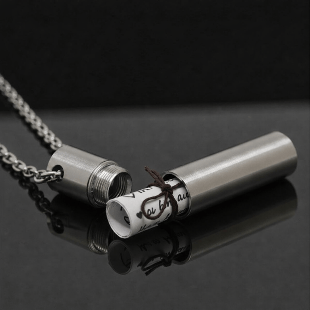 THE MEN THING SS Pendant/ Necklace THE SECRET BOX - SILVER - 10mm Titanium Steel Pendant with 24inch Adjustable 4 mm Cable Chain for Men & Boys