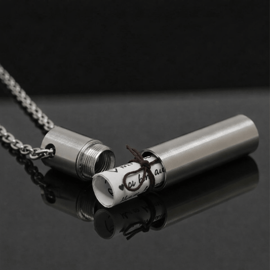 THE MEN THING SS Pendant/ Necklace THE SECRET BOX - SILVER - 10mm Titanium Steel Pendant with 24inch Adjustable 4 mm Cable Chain for Men & Boys