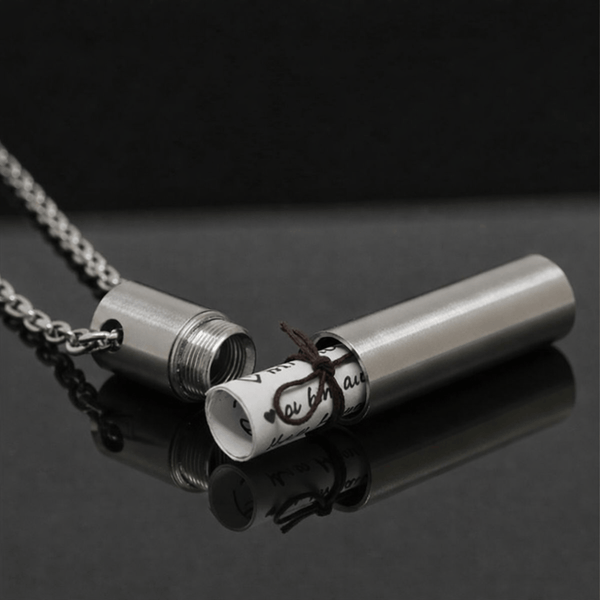 THE SECRET BOX - SILVER - 10mm Titanium Steel Pendant with 24inch Adjustable 4 mm Cable Chain for Men & Boys