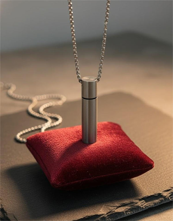 THE SECRET BOX - SILVER - 10mm Titanium Steel Pendant with 24inch Round Box 4 mm Adjustable Cable Chain for Men & Boys