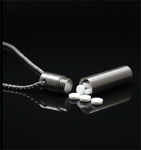 THE SECRET BOX - SILVER - 10mm Titanium Steel Pendant with 24inch Round Box 4 mm Adjustable Cable Chain for Men & Boys