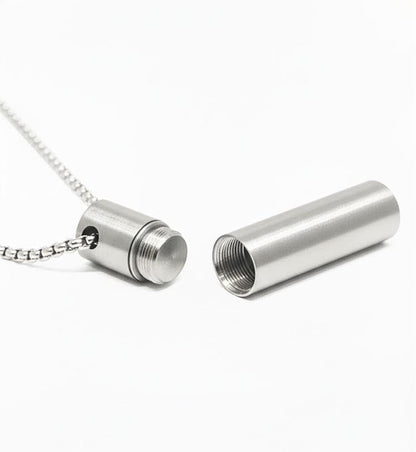 THE MEN THING SS Pendant/ Necklace THE SECRET BOX - SILVER - 10mm Titanium Steel Pendant with 24inch Round Box 4 mm Adjustable Cable Chain for Men & Boys
