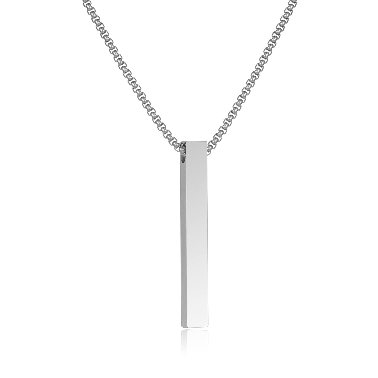 THE MEN THING SS Pendant/ Necklace THE SLEEK (A) - Alloy Silver Pendant with  Pure Stainless Steel 24inch Round box Chain for Men, European trending Style for Men & Boy