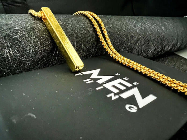 THE SLEEK (Gold Tone) -  Alloy Pendant with  Pure Stainless Steel24inch Round Box Chain, European trending Style for Men & Boy