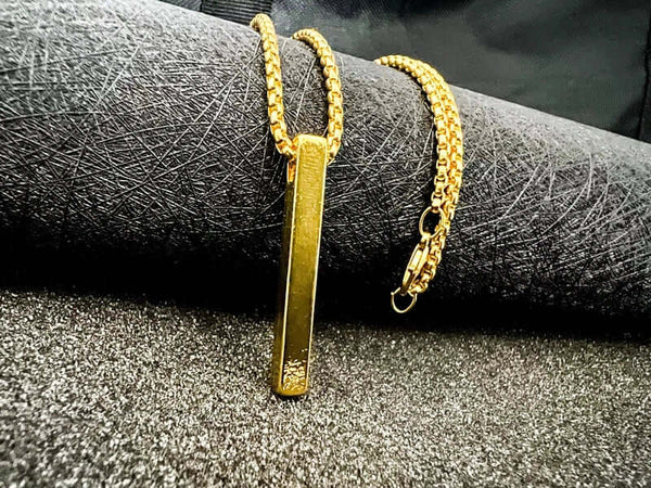 THE SLEEK (Gold Tone) -  Alloy Pendant with  Pure Stainless Steel24inch Round Box Chain, European trending Style for Men & Boy