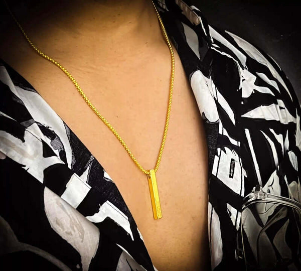 THE SLEEK (Gold Tone) -  Alloy Pendant with  Pure Stainless Steel24inch Round Box Chain, European trending Style for Men & Boy