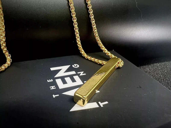THE SLEEK (Gold Tone) -  Alloy Pendant with  Pure Stainless Steel24inch Round Box Chain, European trending Style for Men & Boy
