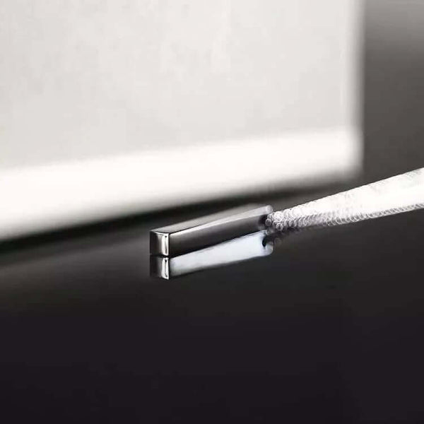 THE ULTRA SLEEK (T) - Pure Titanium Steel Ultra Polished 3D Silver Cuboid Vertical Bar Pendant with 24inch Round Box Chain for Men & Boys