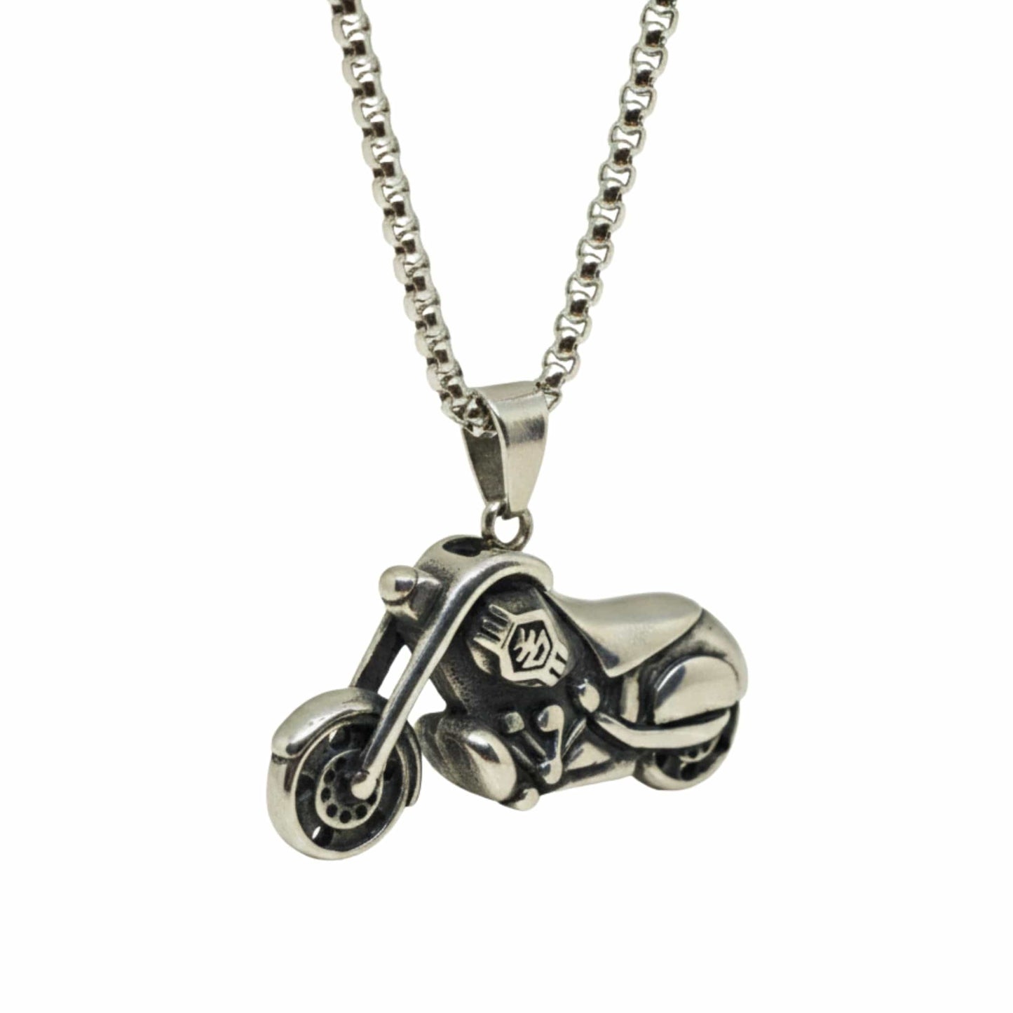 THE MEN THING SS Pendant/ Necklace THUNDER BIKE - 43mm Titanium Steel Pendant with 24inch Round Box 5mm Chain for Men & Boys