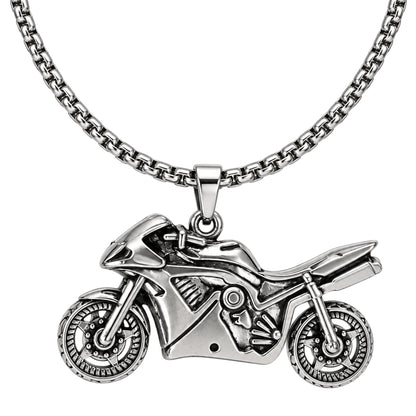 THE MEN THING SS Pendant/ Necklace THUNDER BIKE - 51mm Titanium Steel Pendant with 27inch Round Box 5mm Chain for Men & Boys