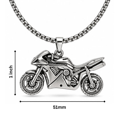 THE MEN THING SS Pendant/ Necklace THUNDER BIKE - 51mm Titanium Steel Pendant with 27inch Round Box 5mm Chain for Men & Boys