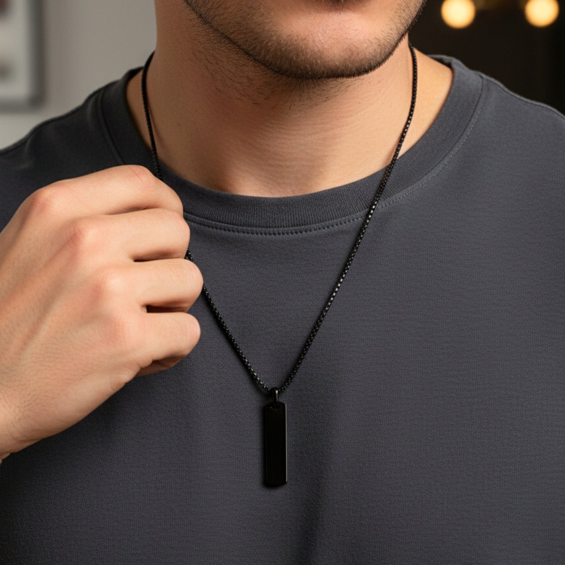 THE MEN THING SS Pendant/ Necklace TITAN VOID - 11mm Titanium Steel Pendant with 24inch Round Box 4mm Chain for Men & Boys