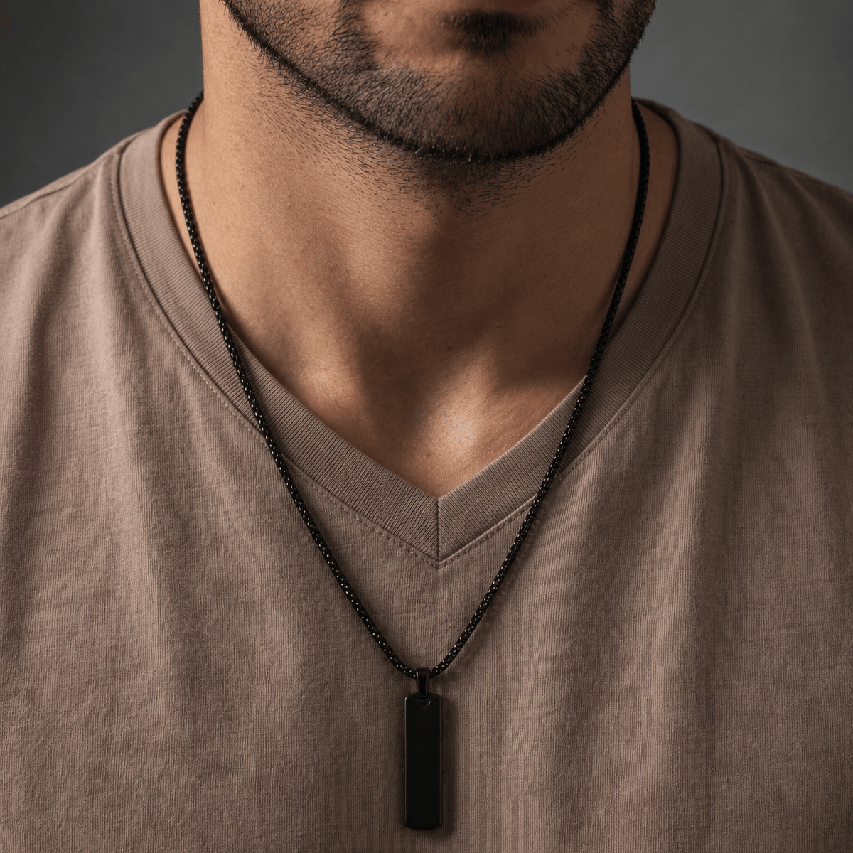 THE MEN THING SS Pendant/ Necklace TITAN VOID - 11mm Titanium Steel Pendant with 24inch Round Box 4mm Chain for Men & Boys