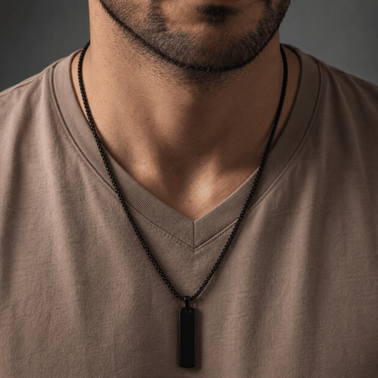 THE MEN THING SS Pendant/ Necklace TITAN VOID - 11mm Titanium Steel Pendant with 24inch Round Box 4mm Chain for Men & Boys