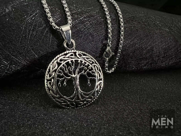 TREE OF LIFE -  Alloy Pendant with Stainless Steel 24inch Round Box Chain, American trending Style for Men & Boy