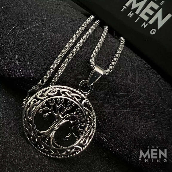 TREE OF LIFE -  Alloy Pendant with Stainless Steel 24inch Round Box Chain, American trending Style for Men & Boy
