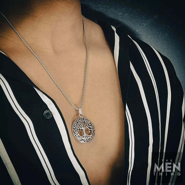 TREE OF LIFE -  Alloy Pendant with Stainless Steel 24inch Round Box Chain, American trending Style for Men & Boy
