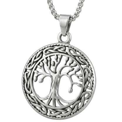 THE MEN THING SS Pendant/ Necklace TREE OF LIFE -  Alloy Pendant with Stainless Steel 24inch Round Box Chain, American trending Style for Men & Boy
