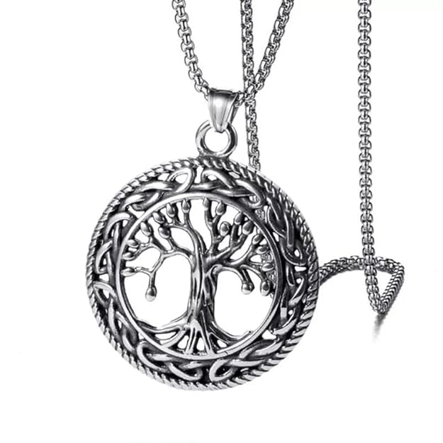 THE MEN THING SS Pendant/ Necklace TREE OF LIFE (T) - Pure Titanium Steel Pendant with Stainless Steel 24inch Round Box Chain, European trending Style for Men & Boy
