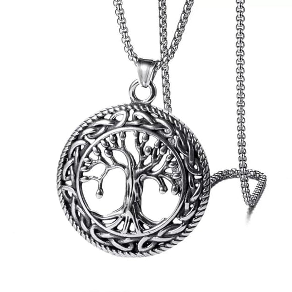 TREE OF LIFE (T) - Pure Titanium Steel Pendant with Stainless Steel 24inch Round Box Chain, European trending Style for Men & Boy