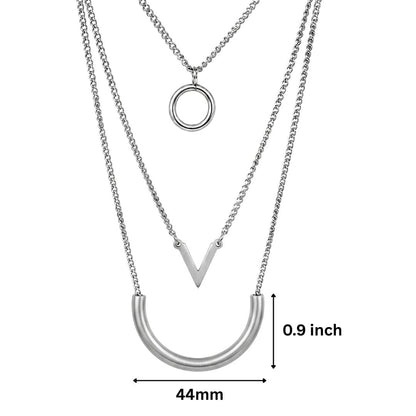 THE MEN THING SS Pendant/ Necklace TRI ARC - 44mm Titanium Steel Pendant with 16inch to 19inch Adjustable Cable Chain for Men & Boys