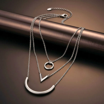THE MEN THING SS Pendant/ Necklace TRI ARC - 44mm Titanium Steel Pendant with 16inch to 19inch Adjustable Cable Chain for Men & Boys